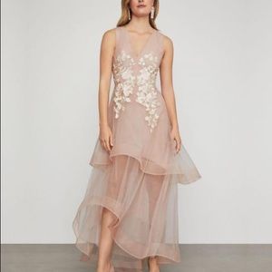 Bcbgmaxazria tulle appliqué gown